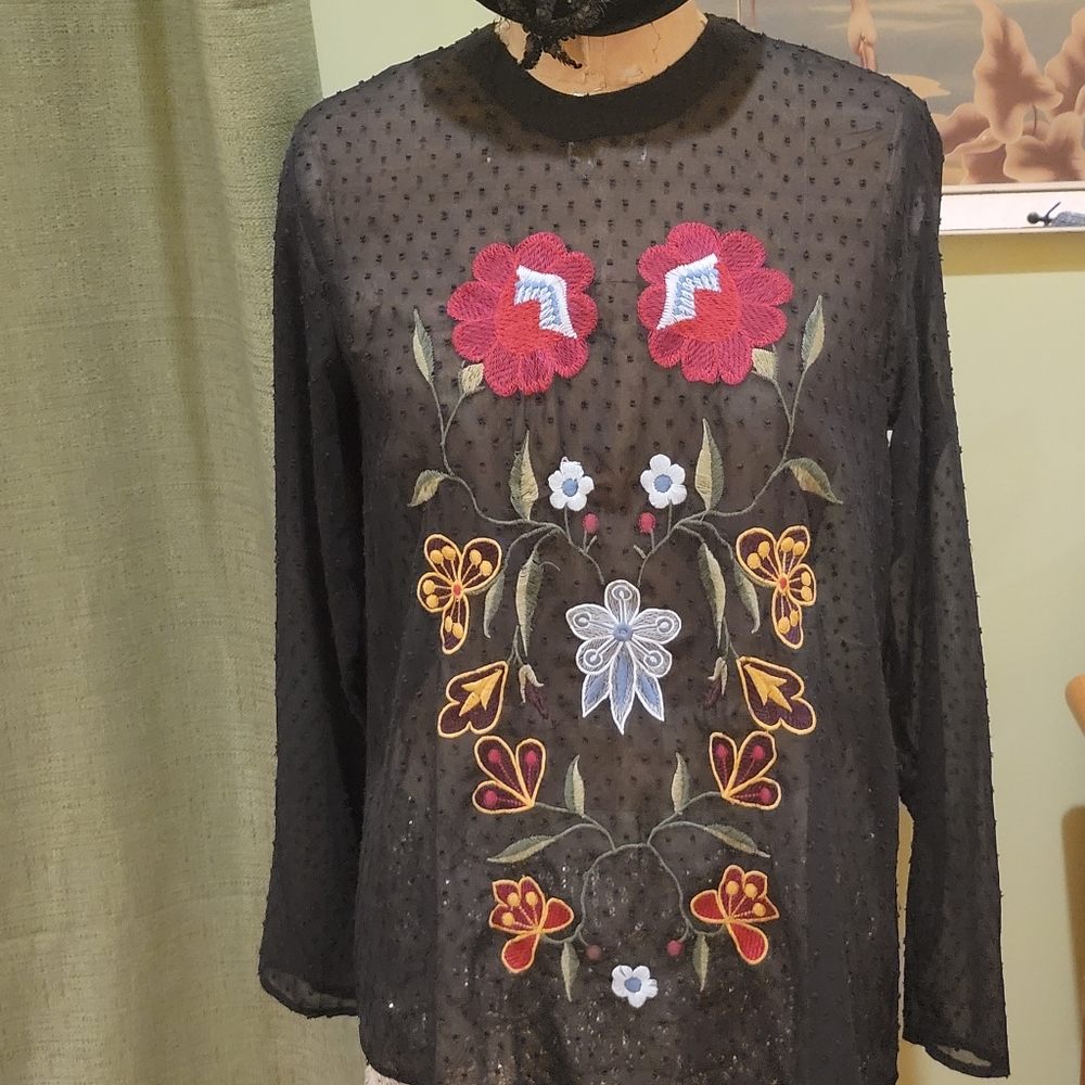 Designer Sheer Embroidered Blouse